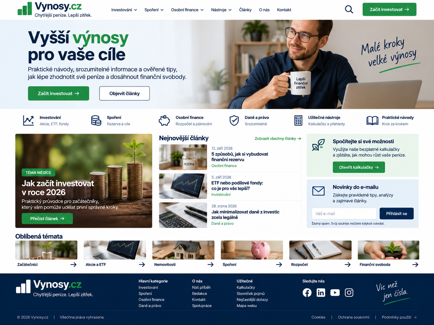 Ilustrační návrh finančního portálu Vynosy.cz